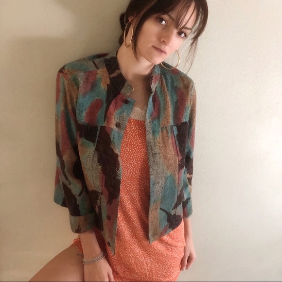 Hand Painted Watercolor Denim Jacket ๐ - Picture 5 of 7